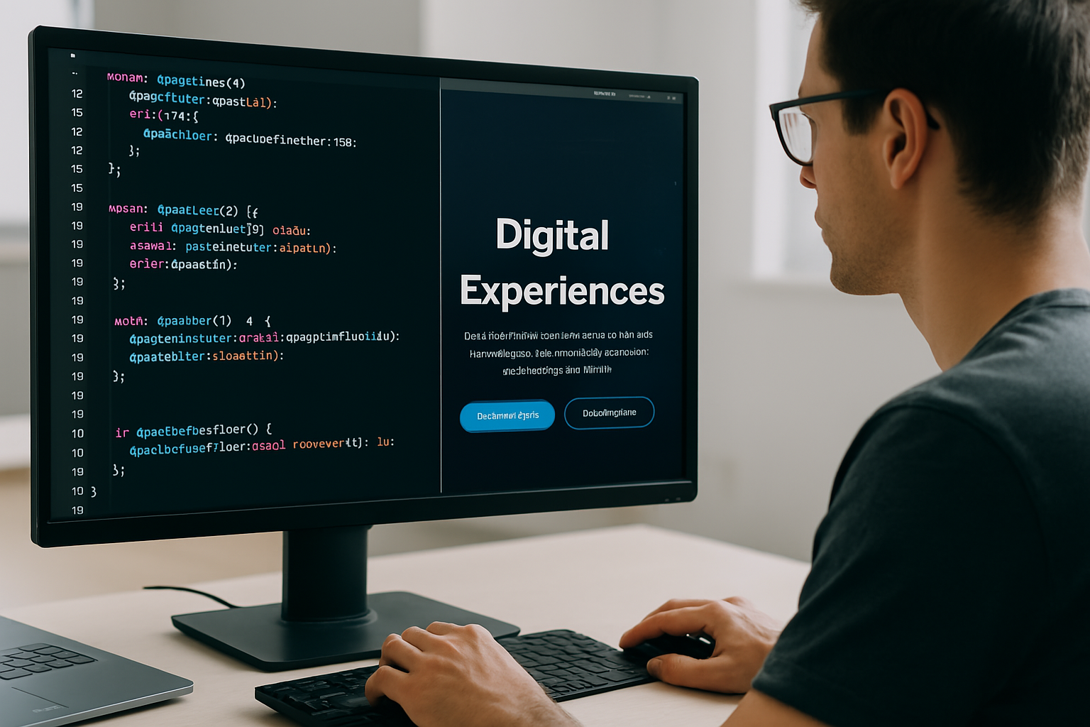 EXLWEB developer coding a custom website